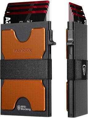 〽️ Men Matt Orange Slim 6+6 Card Holder Minimalist RFID Blocking Wallet